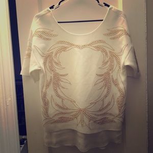 Zara White Top Gold Details